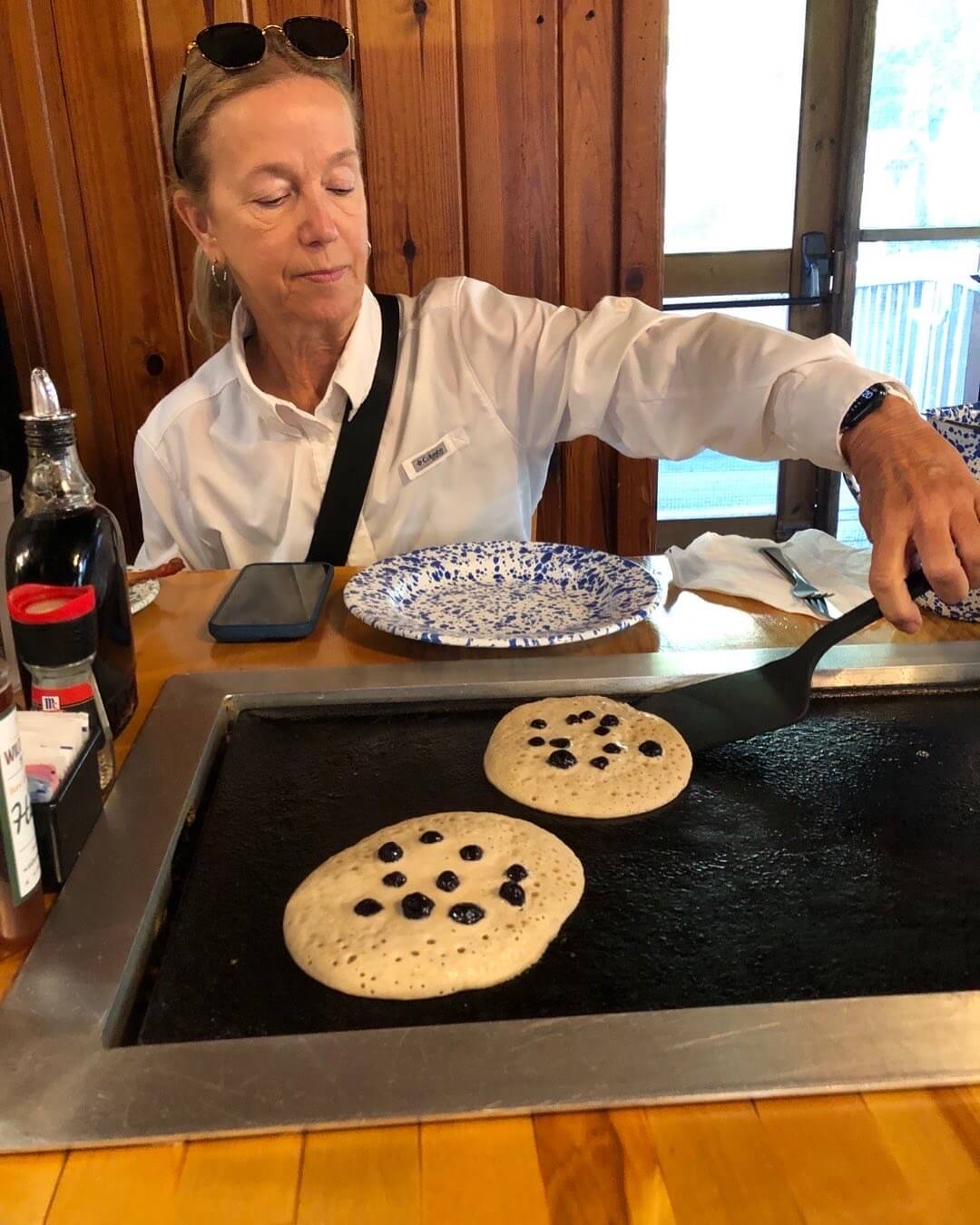 Cooking pancakes at the Old Spanish Sugar Mill